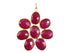 Gold Plated Faceted Dyed Ruby Flower pendant, 35 mm, (FLR-1125)